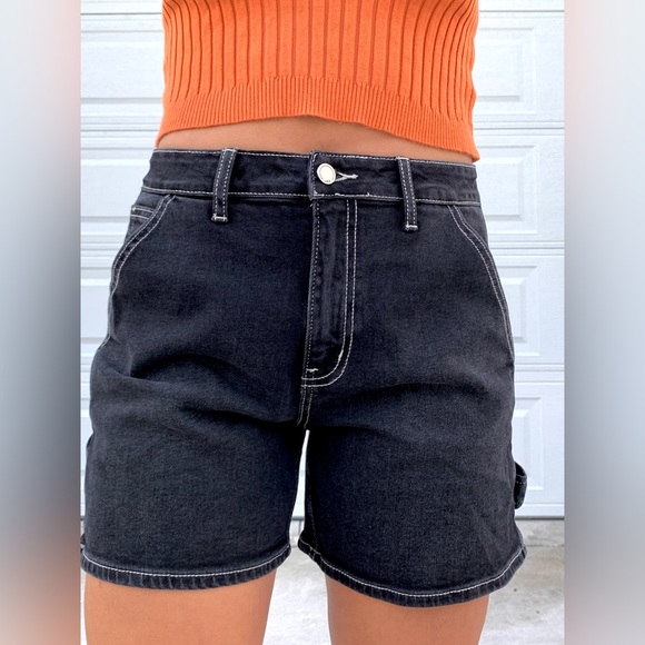 High Rise Utility Shorts - Washed Black - Picture 8 of 11